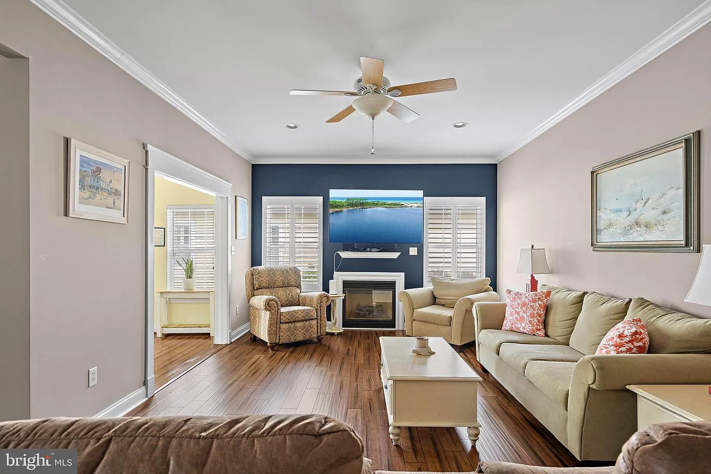 Living room with fireplace